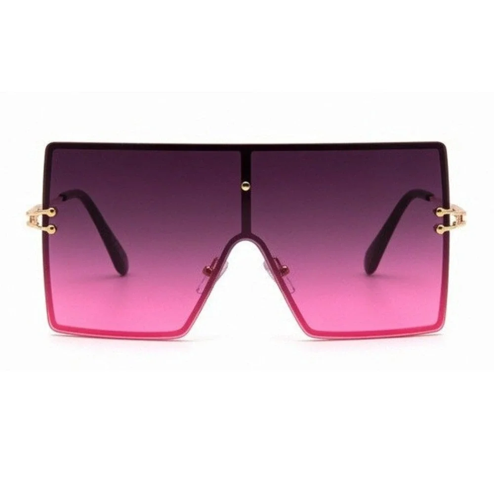 Oversized‎ WOmen Luxury Square Shield Sunglasses Trendy Gold Frame UV400 Large